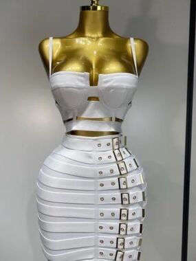 White Strappy Bodycon Bandage Skirt - Women's